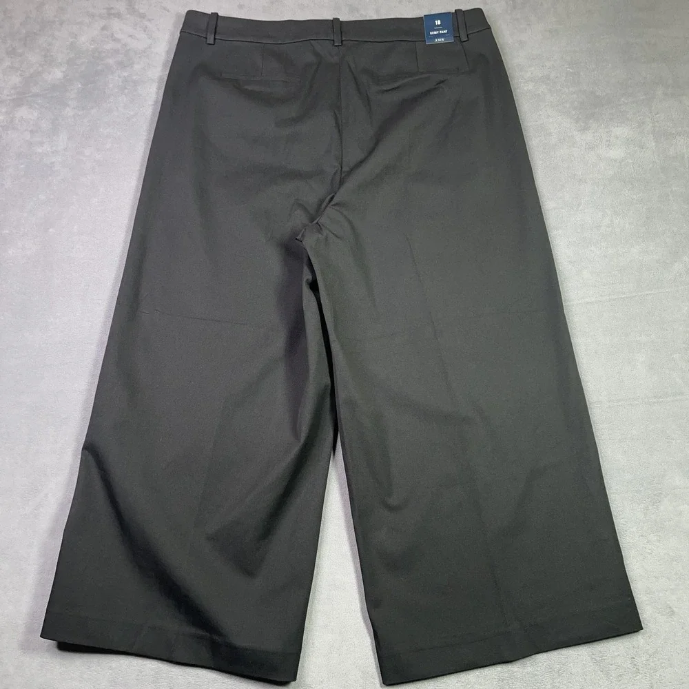 J.Crew Factory Remy Pants Womens 18 Black Crop Wide Leg Stretch Cotton Blend NWT